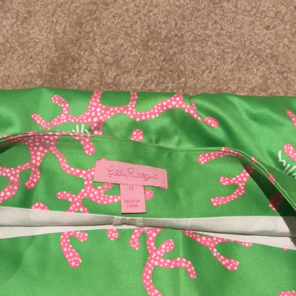 Lilly Pulitzer green skirt coral pattern size 0 - Picture 3 of 7